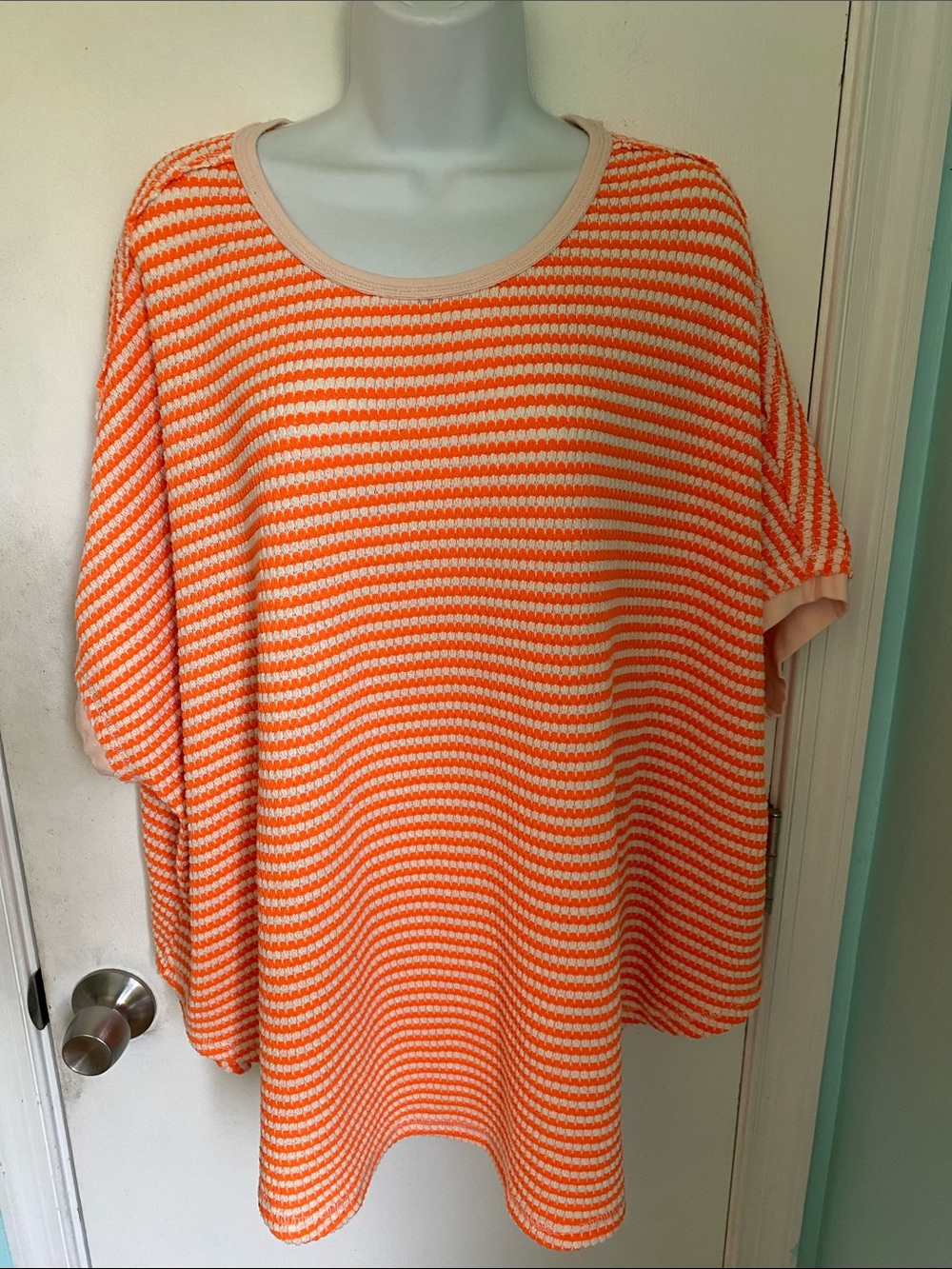 easel textured striped scoop neck oversized tunic